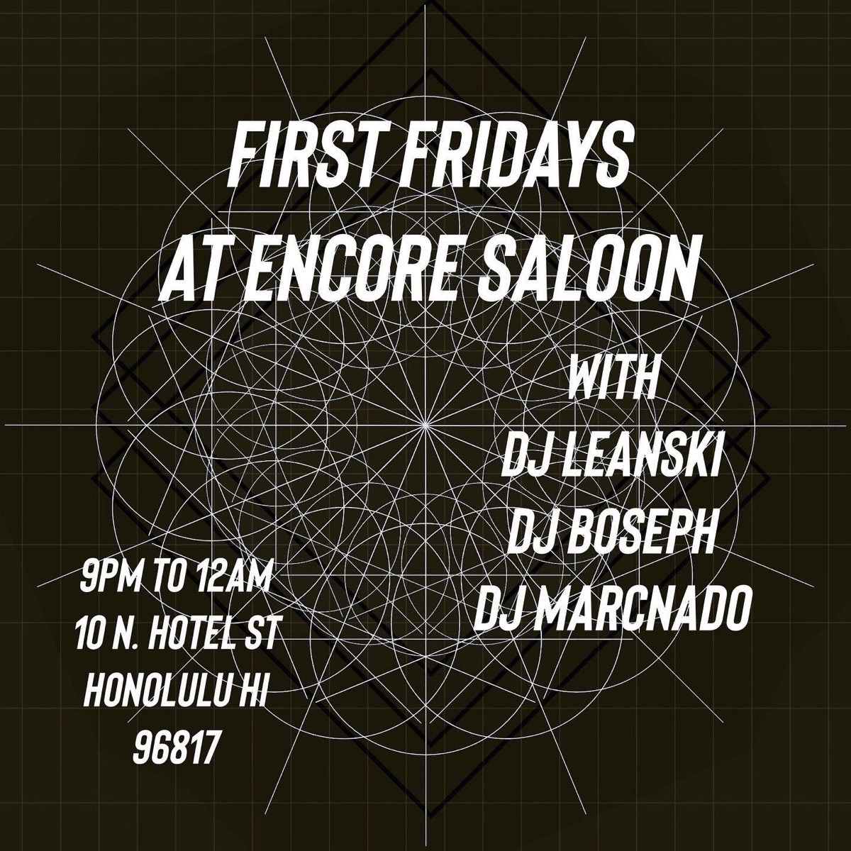 First Fridays Encore Saloon flyer